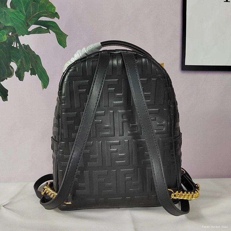 Affordable Leather In Mini Black Nappa Fendi Backpack Motif FF 0707